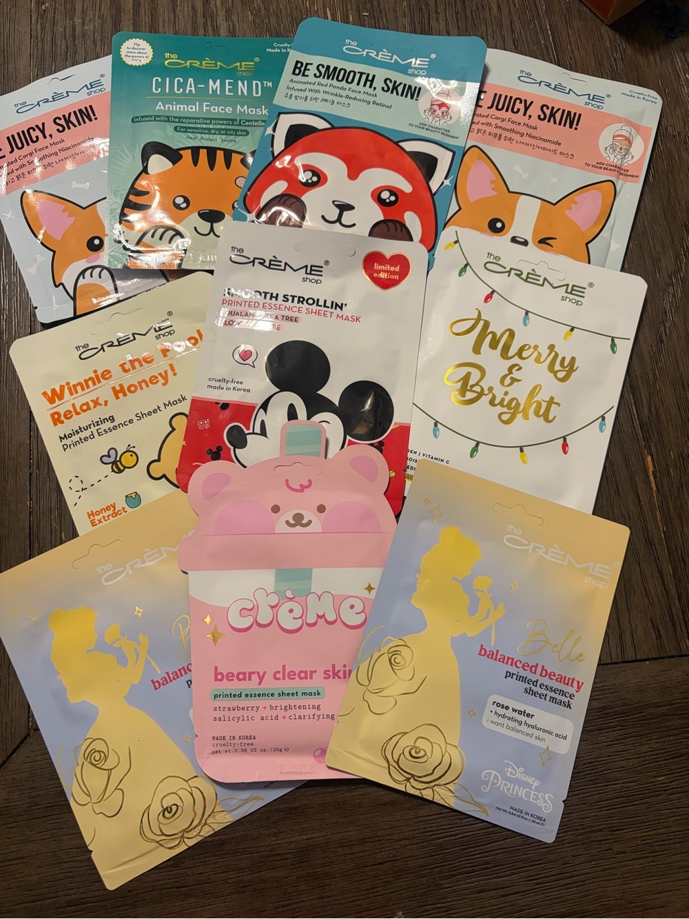 The Creme Shop Bundle Lot Of 10 Disney Animal Face New Facemask Moisturizer